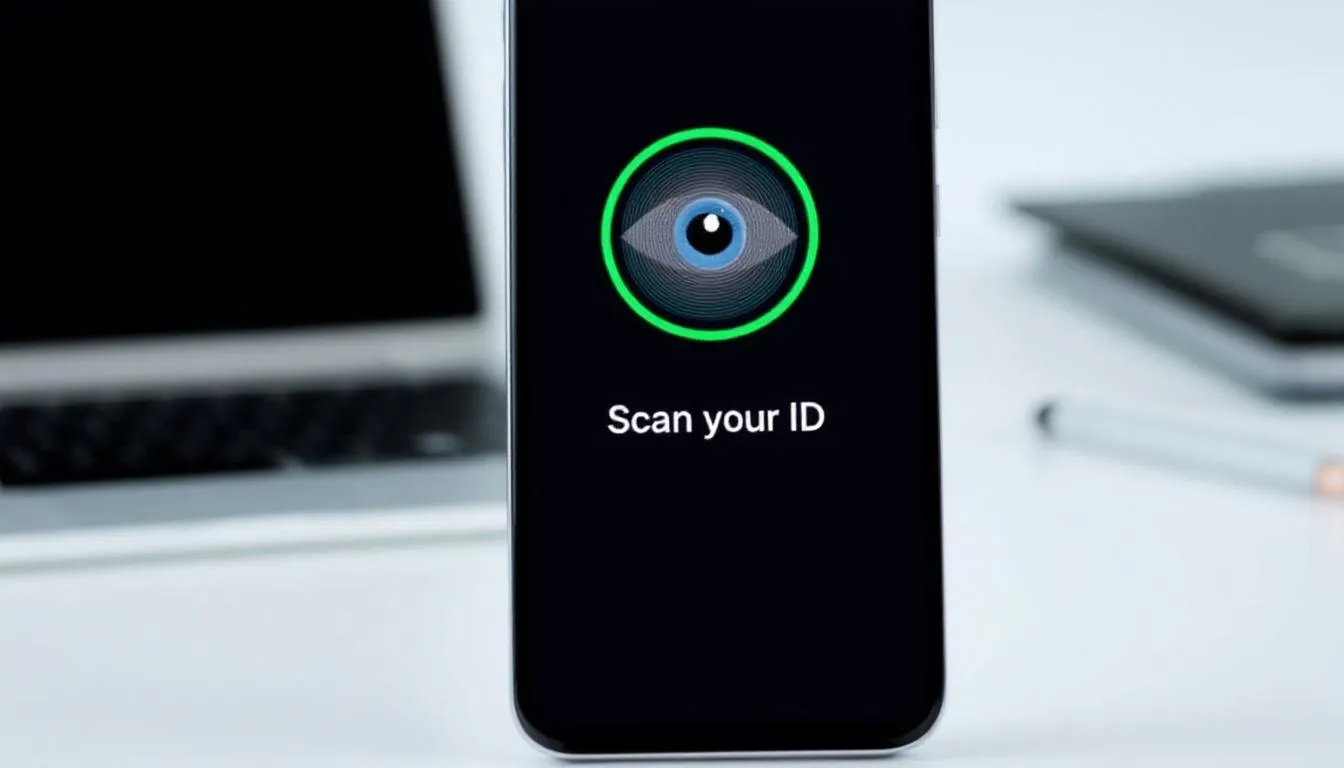 kyc_finst Een smartphone toont een verificatie-interface met ID-scan functionaliteit, ontworpen voor het veilig kopen en verkopen van verschillende cryptocurrencies. Deze interface benadrukt de geavanceerde beveiligingsprotocollen en biedt gebruikers de mogelijkheid om crypto bundels te beheren via de finst app.